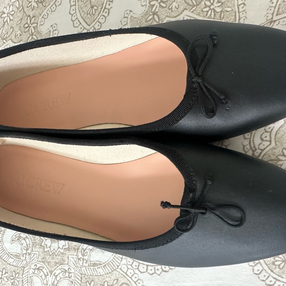 J. Crew Black Ballet Flats with Bow Trim